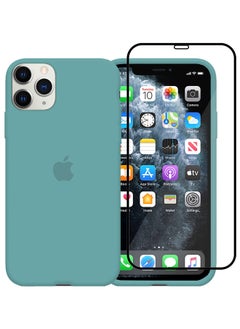 CATANES 2 Packs For iPhone 11 Pro Max Case and Screen Protector Slim Silicone Case Soft Anti-Scratch Full Body Shockproof Protective Case Cover Aquamarine  - Image 2