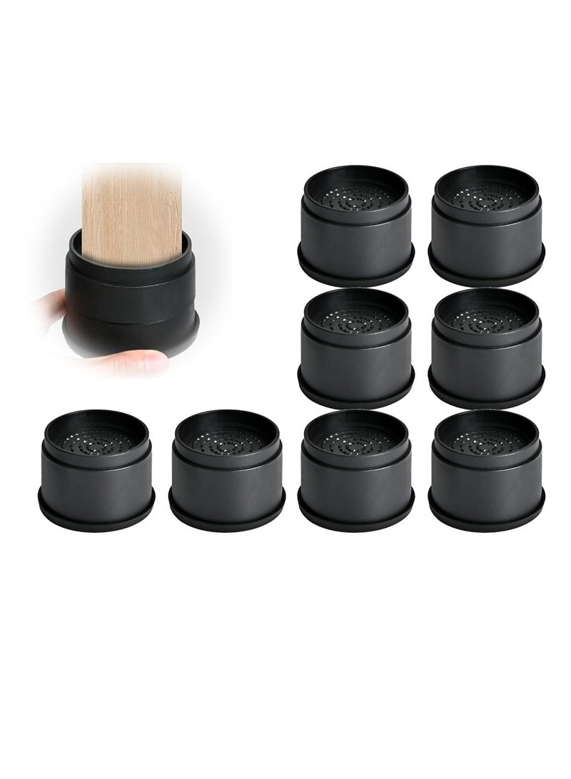 SYOSI 8 عبوة من رافع الأثاث، أزون 2 بوصة رافعات سرير قابلة للتعديل تحمل وزن الثقيل، ارتفاع 2" 4" رافع سرير دائري قابل للتكديس للأرجل المكتب، الأريكة، الكرسي، إطار السرير، السكن الجامعي، أسود - Image 1