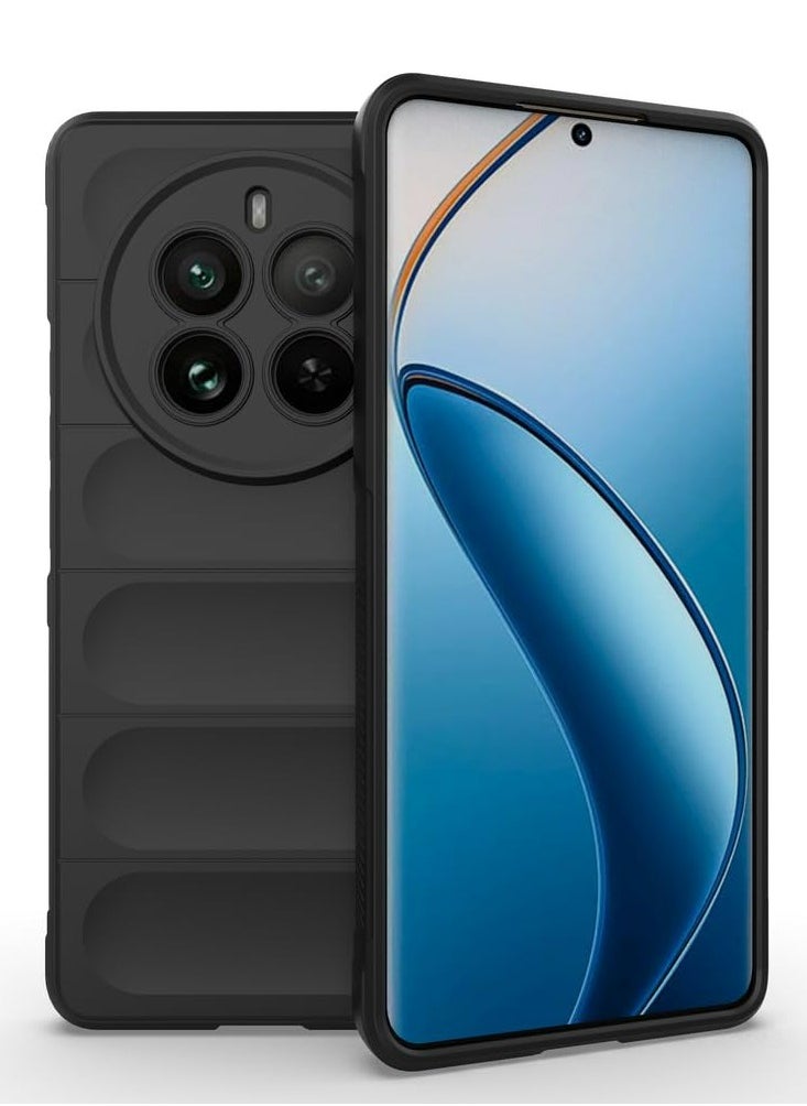 Generic Case Cover For realme 12 Pro 5G / realme 12 Pro+ 5G, Heavy Duty 3D Striped Pattern Sensory Soft Silicone Full Portection Shockproof Phone Case Black  - Image 1