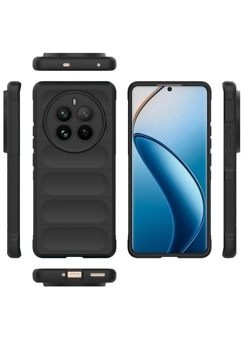 Generic Case Cover For realme 12 Pro 5G / realme 12 Pro+ 5G, Heavy Duty 3D Striped Pattern Sensory Soft Silicone Full Portection Shockproof Phone Case Black  - Image 2