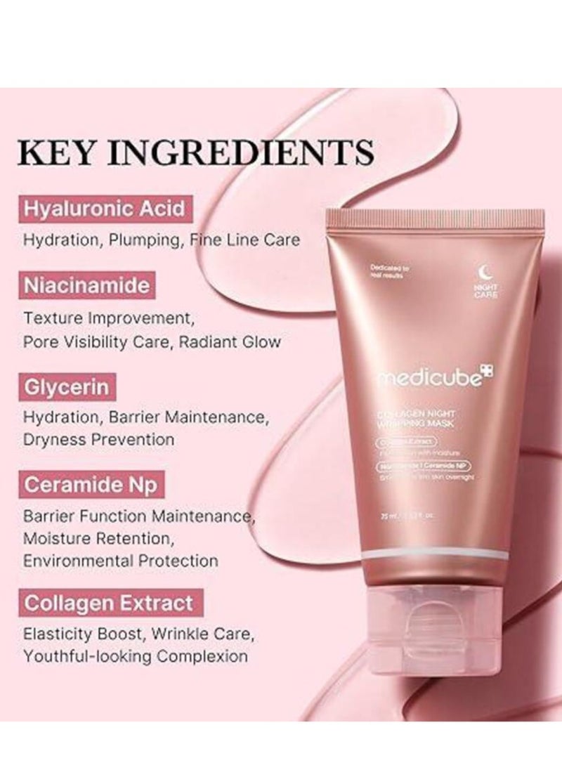 Medicube Medicube Collagen Overnight Wrapping Peel Off Facial Mask Pack - Elasticity & Hydration Care, Reduces Sagging & Dullness - Hydrolyzed Collagen For Glowing Skin - Korean Skin Care  - Image 2