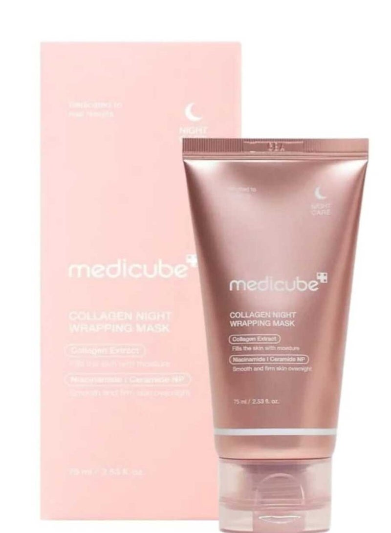 Medicube Collagen Overnight Wrapping Peel Off Facial Mask Pack - Elasticity & Hydration Care, Reduces Sagging & Dullness - Hydrolyzed Collagen For Glowing Skin - Korean Skin Care