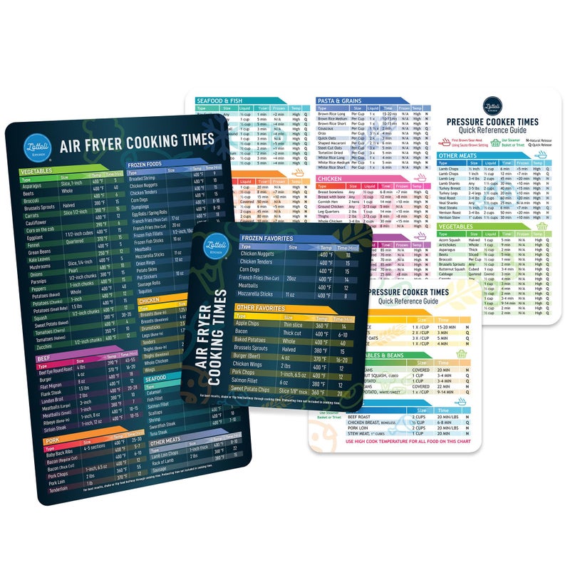 Air Fryer Magnetic Cheat Sheet Set Air Fryer Accessories Cookbook Easy to Use AirFryer Time Chart Set As Seen on the Today Show Strong Magnet Quick Reference Cooking Guide for Frying White