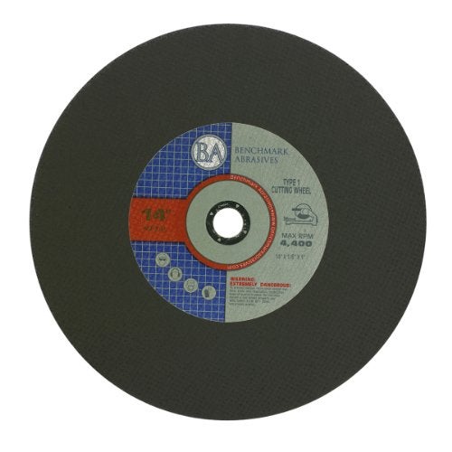 Benchmark Abrasives Aluminum Oxide Type 1, 14 Inch Chop Saw Blade, Cutting Wheel with 1/8" X 1" Arbor, Fast Circular Saw Blades for Cutting Metal Steel Drywall - Grinding Wheel - 10 Pack - Image 1