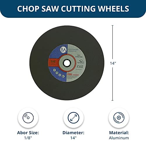 Benchmark Abrasives Aluminum Oxide Type 1, 14 Inch Chop Saw Blade, Cutting Wheel with 1/8" X 1" Arbor, Fast Circular Saw Blades for Cutting Metal Steel Drywall - Grinding Wheel - 10 Pack - Image 5