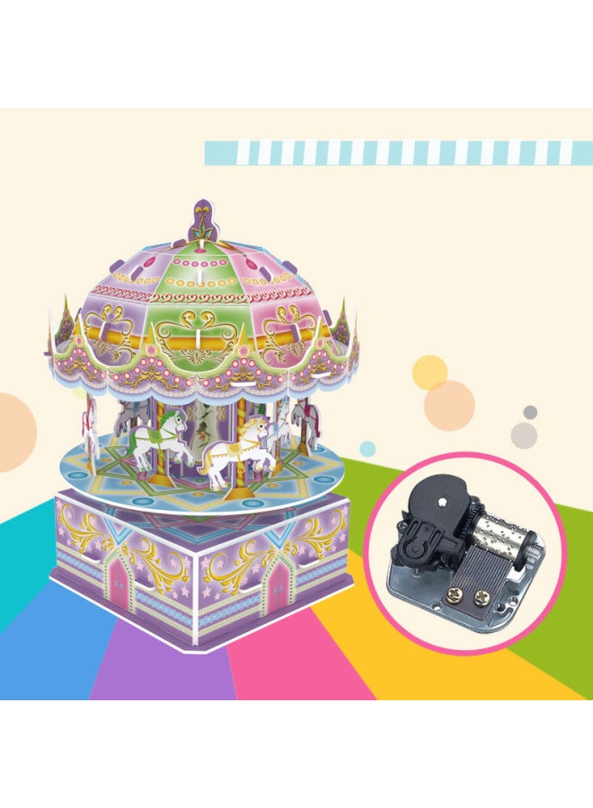 3d Three-dimensional Puzzle Windmill Music Box Waterwheel Music Box Paper Mold Assembled Building Model Diy Toy-Color:Playground - Image 4