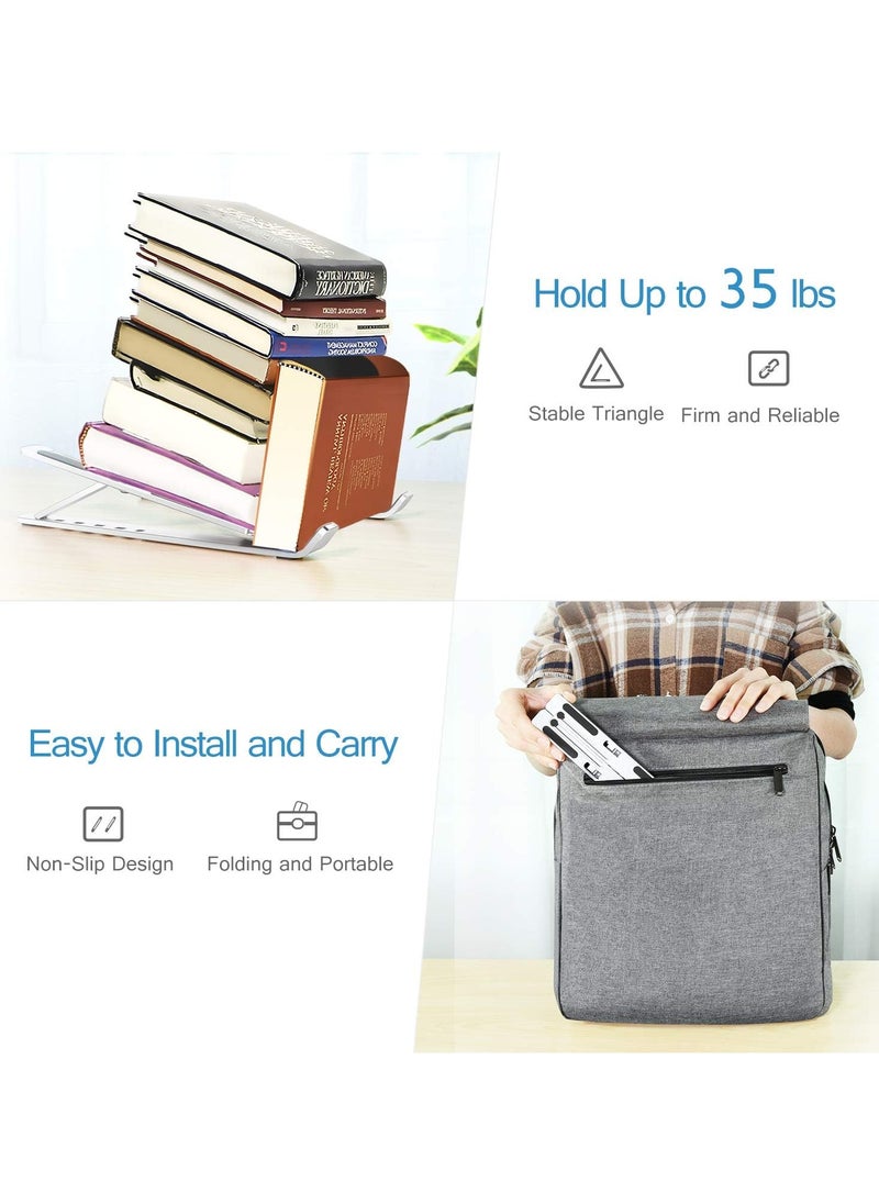 TIKNIA - Laptop Stand for Desk, Adjustable Laptop Riser ABS+ Silicone Foldable Portable Laptop Holder, Ventilated Cooling Notebook Stand for 10-15.6” Laptops, Tablet - Silver - Image 1