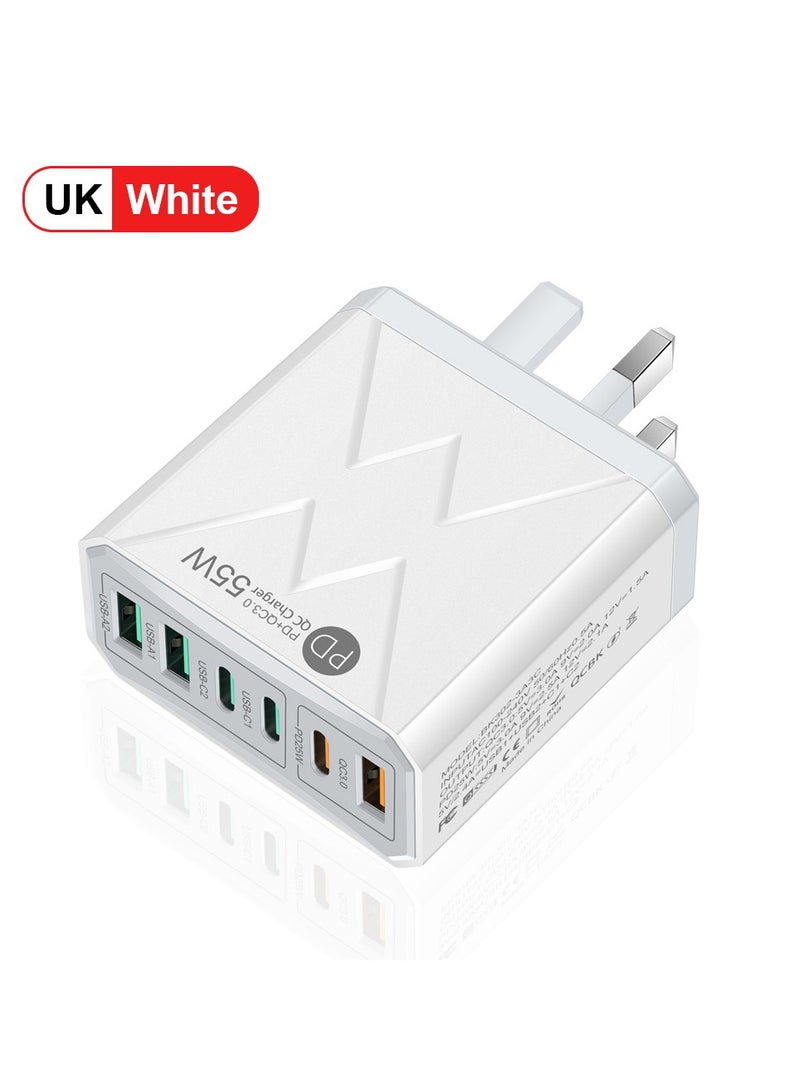 NIBEMINENT 55W PD Fast Charging Phone Charger 6 Ports Usb C Charger Mobile Phone Charger Adapter Portable USB Type-C USB Charger  - Image 1