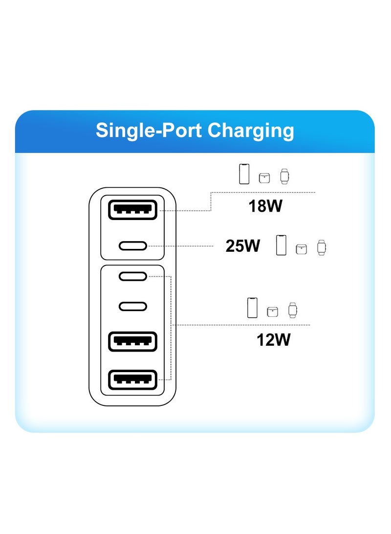NIBEMINENT 55W PD Fast Charging Phone Charger 6 Ports Usb C Charger Mobile Phone Charger Adapter Portable USB Type-C USB Charger  - Image 3