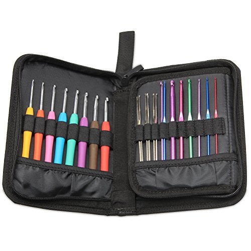 Teamoy Crochet Hook Case, Travel Carry Bag for Ergonomic Crochet Hooks Kits, Aluminum /Steel Crochet Hook and More, Lightweight, Well Made--NO Accessories Included, Flowers Blue - Image 5