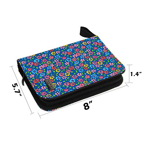 Teamoy Crochet Hook Case, Travel Carry Bag for Ergonomic Crochet Hooks Kits, Aluminum /Steel Crochet Hook and More, Lightweight, Well Made--NO Accessories Included, Flowers Blue - Image 2