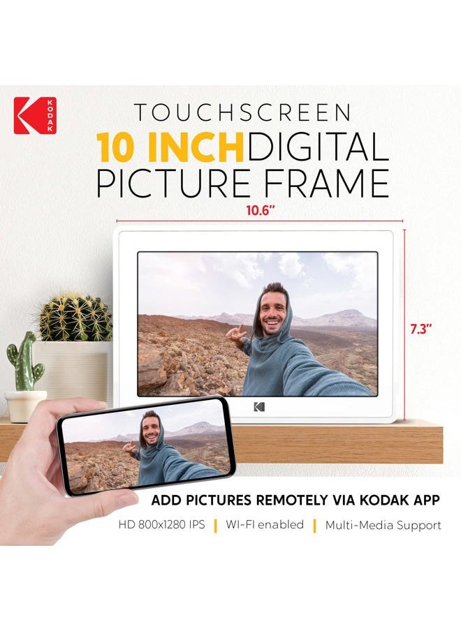 Kodak Kodak 10-Inch Touch Screen Digital Picture Frame, Wi-Fi Enabled with 16GB of Internal Memory, HD Photo Display and Music/Video Support Plus Clock, Calendar, Weather and Location Updates - Whilte  - Image 3