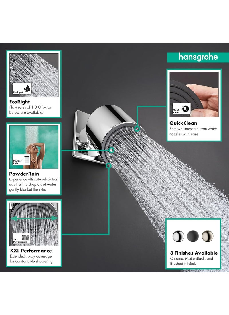Hansgrohe hansgrohe Pulsify S 4-inch Modern Showerhead 1-Spray PowderRain with QuickClean in Chrome, 24132001  - Image 2