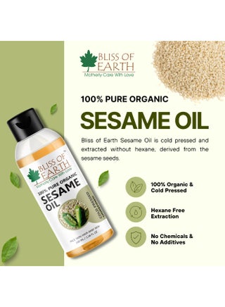 Bliss of Earth Cold Pressed Sesame Oil For Hair 100ml | 100% Pure Natural Til Oil for Hair & Skin | Body Massage Oil | Scalp Care | Moisturizing Oil | Hexane Free | - view 2