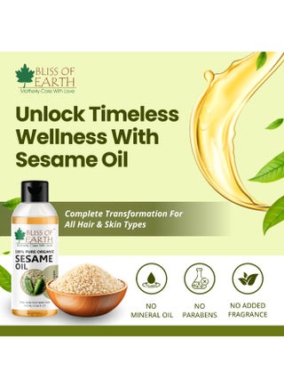 Bliss of Earth Cold Pressed Sesame Oil For Hair 100ml | 100% Pure Natural Til Oil for Hair & Skin | Body Massage Oil | Scalp Care | Moisturizing Oil | Hexane Free | - view 5