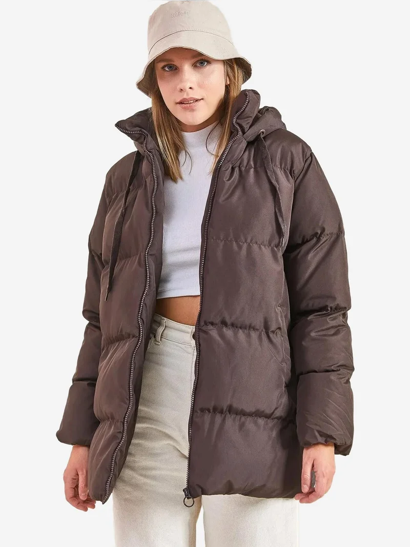 Bianco Lucci LUCCI Hooded Thick Puffer Down Coat