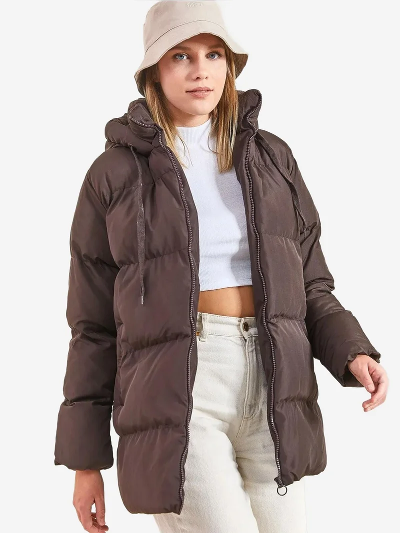 Bianco Lucci LUCCI Hooded Thick Puffer Down Coat