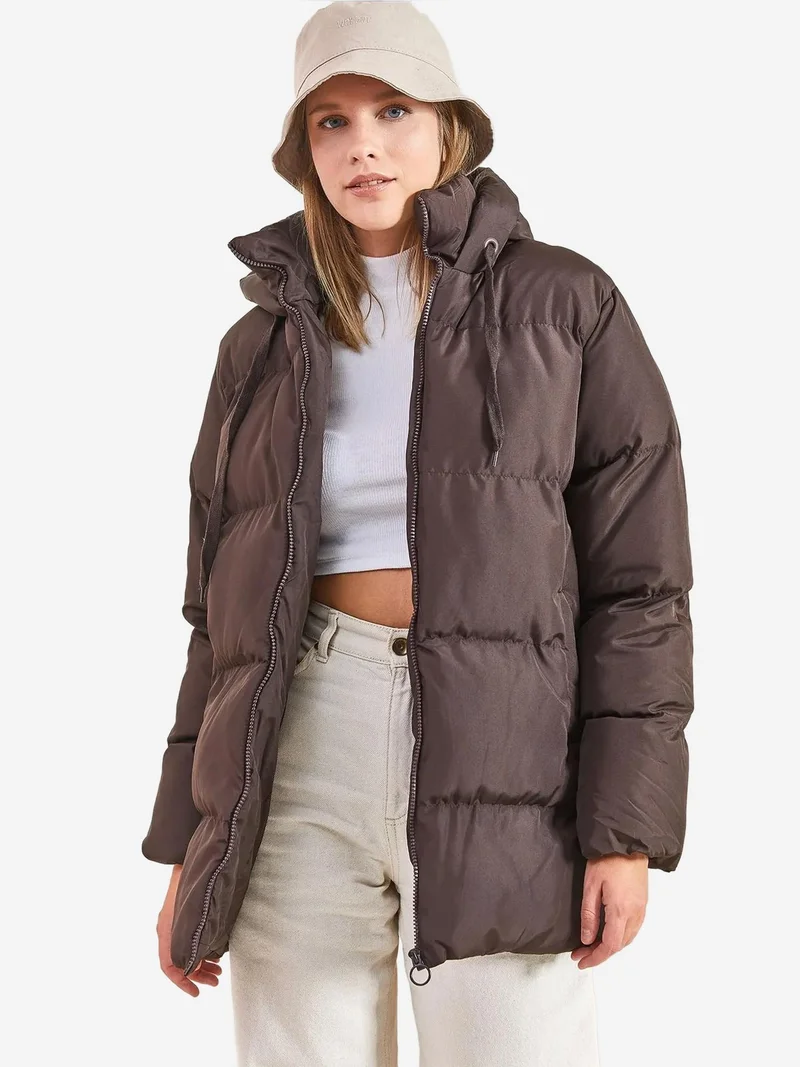 Bianco Lucci LUCCI Hooded Thick Puffer Down Coat