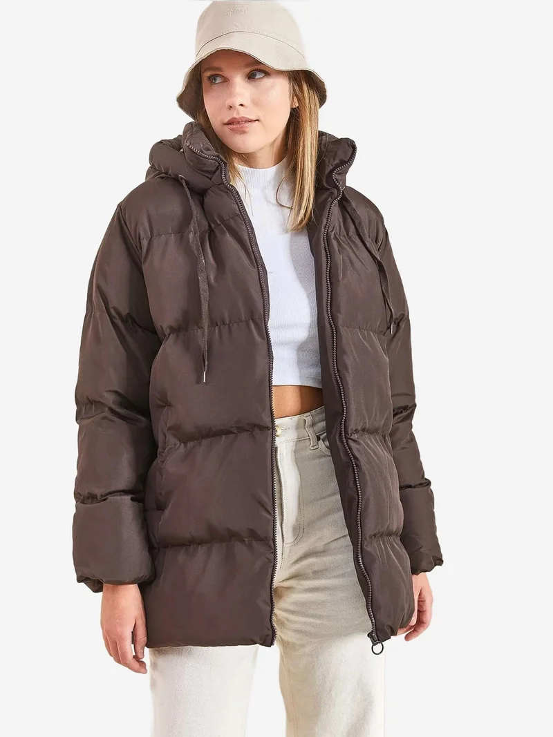 Bianco Lucci LUCCI Hooded Thick Puffer Down Coat