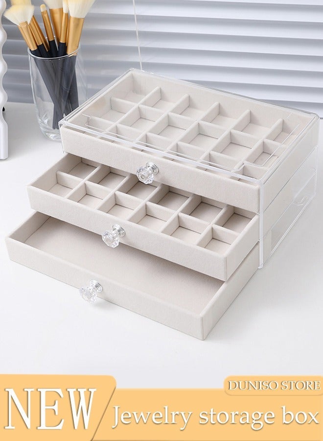 DUNISO Jewelry Box Organizer for Women,3 Layer Jewelry Display Storage Box Large Jewelry Box for Necklaces and Bracelets Earring and Ring - Image 1
