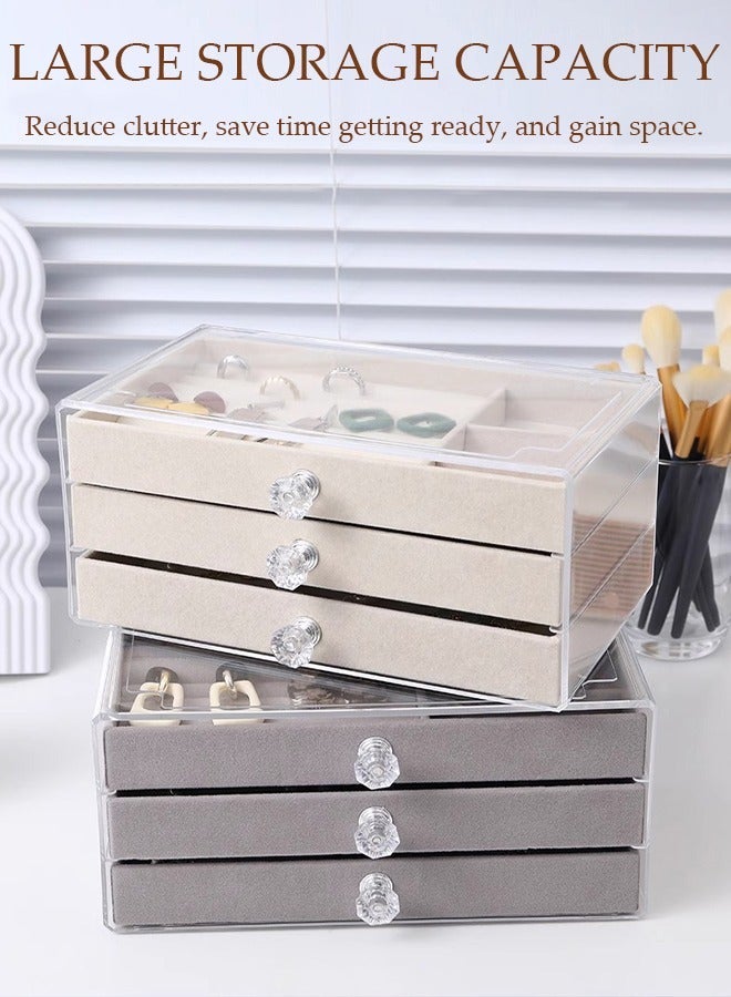 DUNISO Jewelry Box Organizer for Women,3 Layer Jewelry Display Storage Box Large Jewelry Box for Necklaces and Bracelets Earring and Ring - Image 4