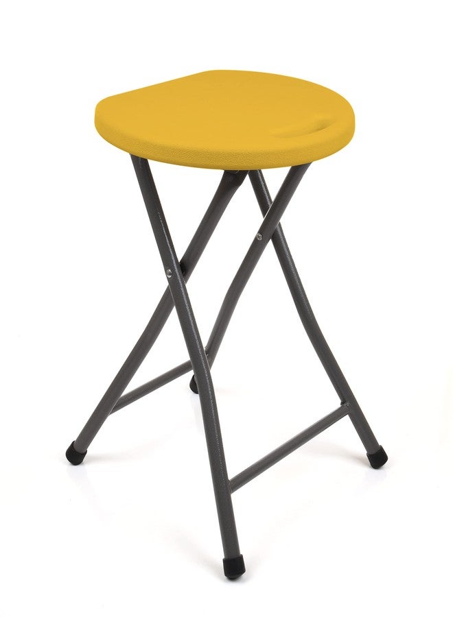 Mintra Office Mintra Metal Folding Stools, Heavy-Duty Backless Portable Chairs for Adults, 330Lbs Capacity for Kitchen, Rec Room, Camping, 18.5" Height Portable Bar Stool for Indoor Outdoor Use, Non-Slip, Yellow - Image 1