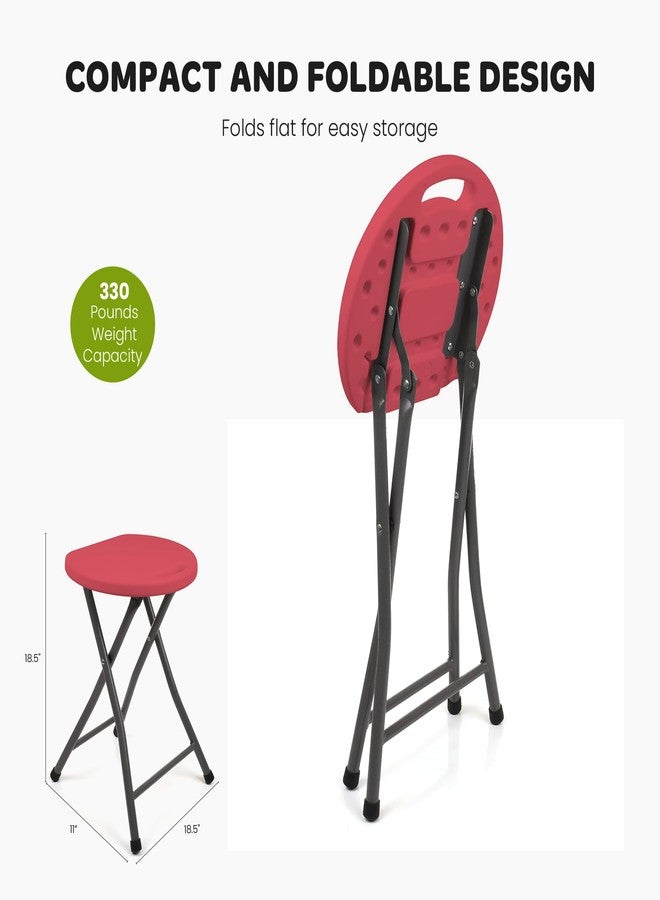 Mintra Office Mintra Metal Folding Stools, Heavy-Duty Backless Portable Chairs for Adults, 330Lbs Capacity for Kitchen, Rec Room, Camping, 18.5" Height Portable Bar Stool for Indoor Outdoor Use, Non-Slip, Yellow - Image 4