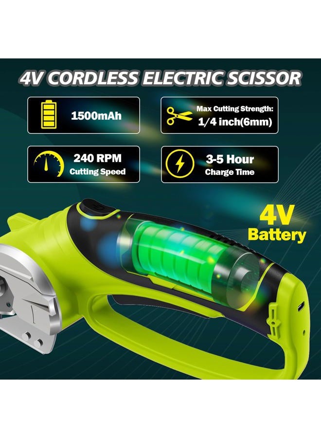 Mershca Cordless Electric Scissors, 4V Rechargeable Heavy Duty Rotary Cutter with LED Light & Safety Lock for Cardboard, Fabric, Leather, Carpet, Plastic, Crafting, Sewing, DIY (Green-Storage Bag + Blade) - Image 3