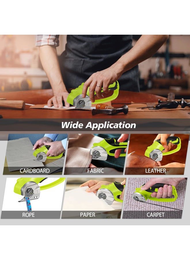 Mershca Cordless Electric Scissors, 4V Rechargeable Heavy Duty Rotary Cutter with LED Light & Safety Lock for Cardboard, Fabric, Leather, Carpet, Plastic, Crafting, Sewing, DIY (Green-Storage Bag + Blade) - Image 4