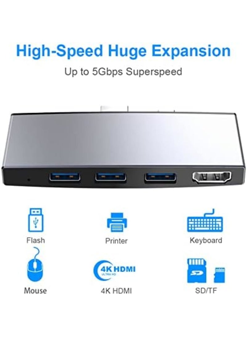 Luckam محور USB C، محطة إرساء Surface Pro 4/5/6، 2 منفذ USB 3.0، قارئ بطاقة الذاكرة SD و TF/Micro SD، Mini DP إلى 4K HDMI، محول 1USB إلى Ethernet - Image 3