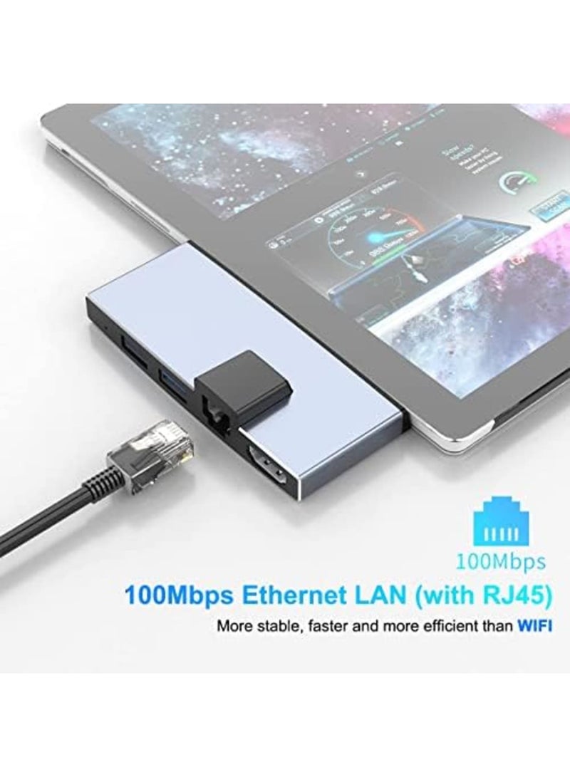 Luckam محور USB C، محطة إرساء Surface Pro 4/5/6، 2 منفذ USB 3.0، قارئ بطاقة الذاكرة SD و TF/Micro SD، Mini DP إلى 4K HDMI، محول 1USB إلى Ethernet - Image 5