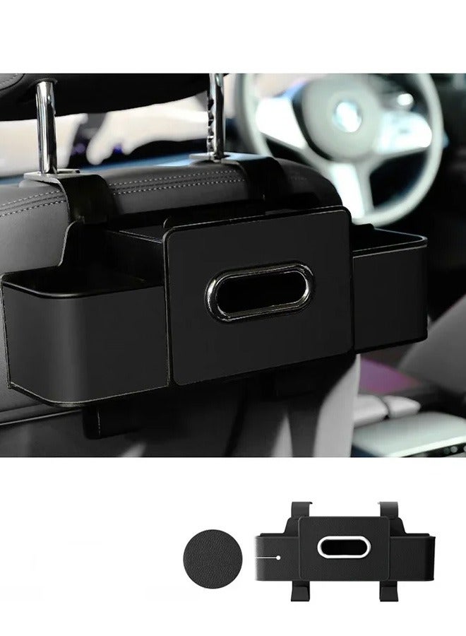 Car Organizers A leather car seat back storage bag with foldable table support, and a multi-pocket hanging storage bag for car seat backs - Image 4