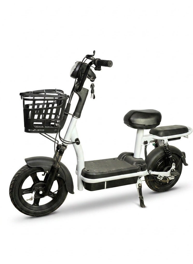 Electric Scooter for Adults 2-Seater Model 48V 350W Motor, 50km/h Top Speed, Includes Front Basket, Digital Display, Anti-Theft, and LED Headlights Professional Assembly Recommended - Image 1