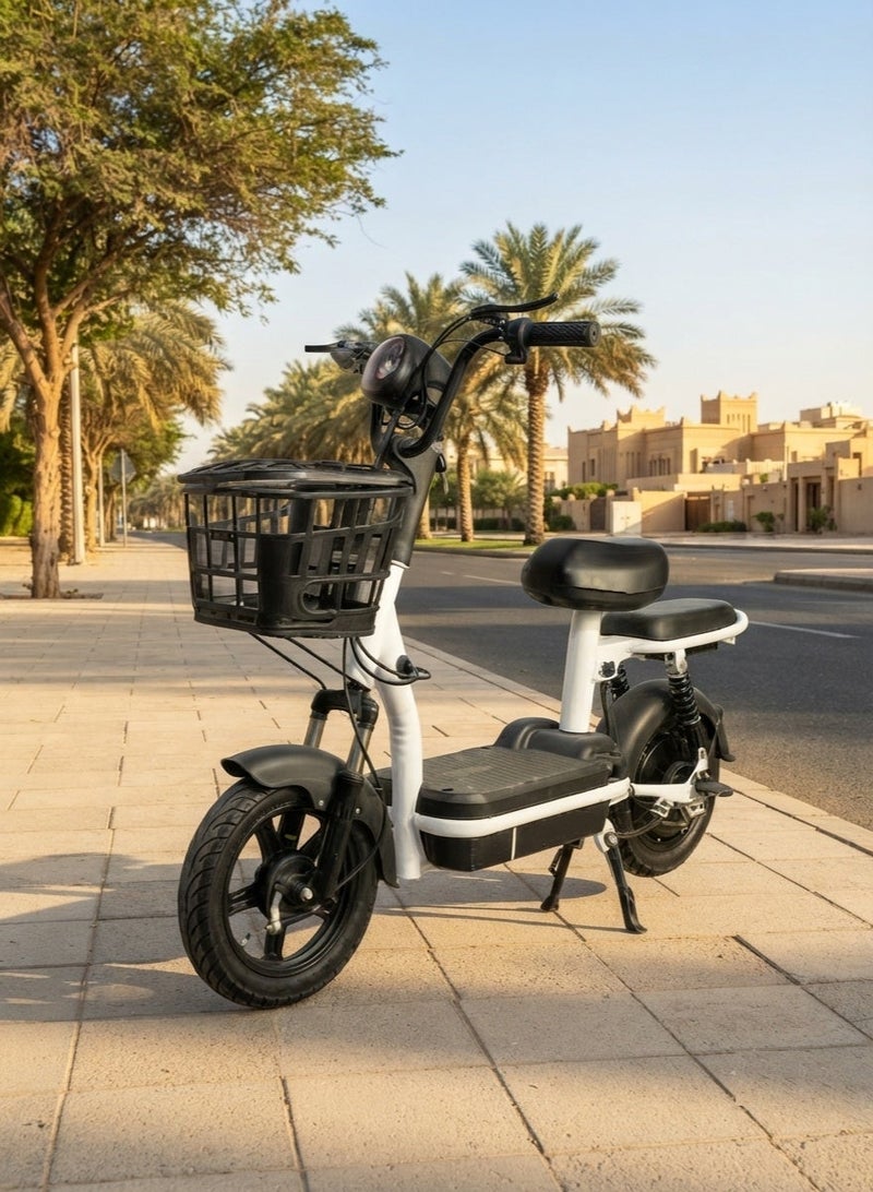 Electric Scooter for Adults 2-Seater Model 48V 350W Motor, 50km/h Top Speed, Includes Front Basket, Digital Display, Anti-Theft, and LED Headlights Professional Assembly Recommended - Image 2