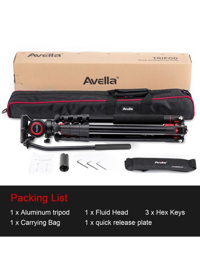 Avella A154P Video Tripod, Video Camera Tripod Monopod Aluminium Alloy 78.3 inch for Canon Nikon Sony Olympus Panasonic DSLR Camera