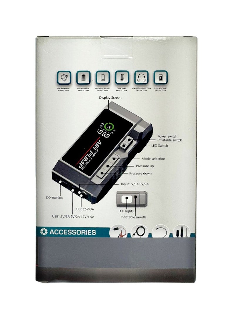 AGD Portable Car Jump Starter with Air Pump, Emergency LED Light, and Multiple Functions – Ideal for Road Trips - Image 3