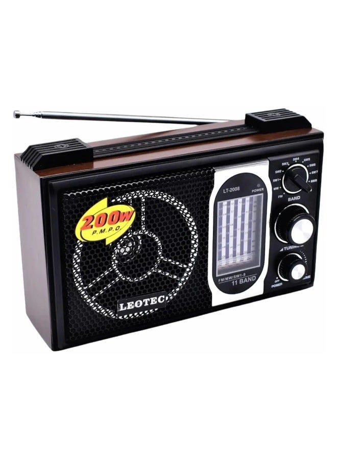 Leotec Portable Radio – 11 Band FM/AM/MW/SW – AC/DC & Battery Powered – High Sensitivity – Clear Sound - Image 1