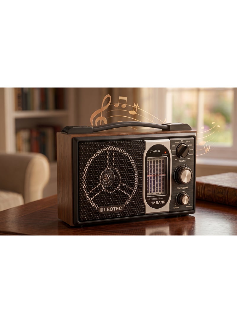 Leotec Portable Radio – 11 Band FM/AM/MW/SW – AC/DC & Battery Powered – High Sensitivity – Clear Sound - Image 2