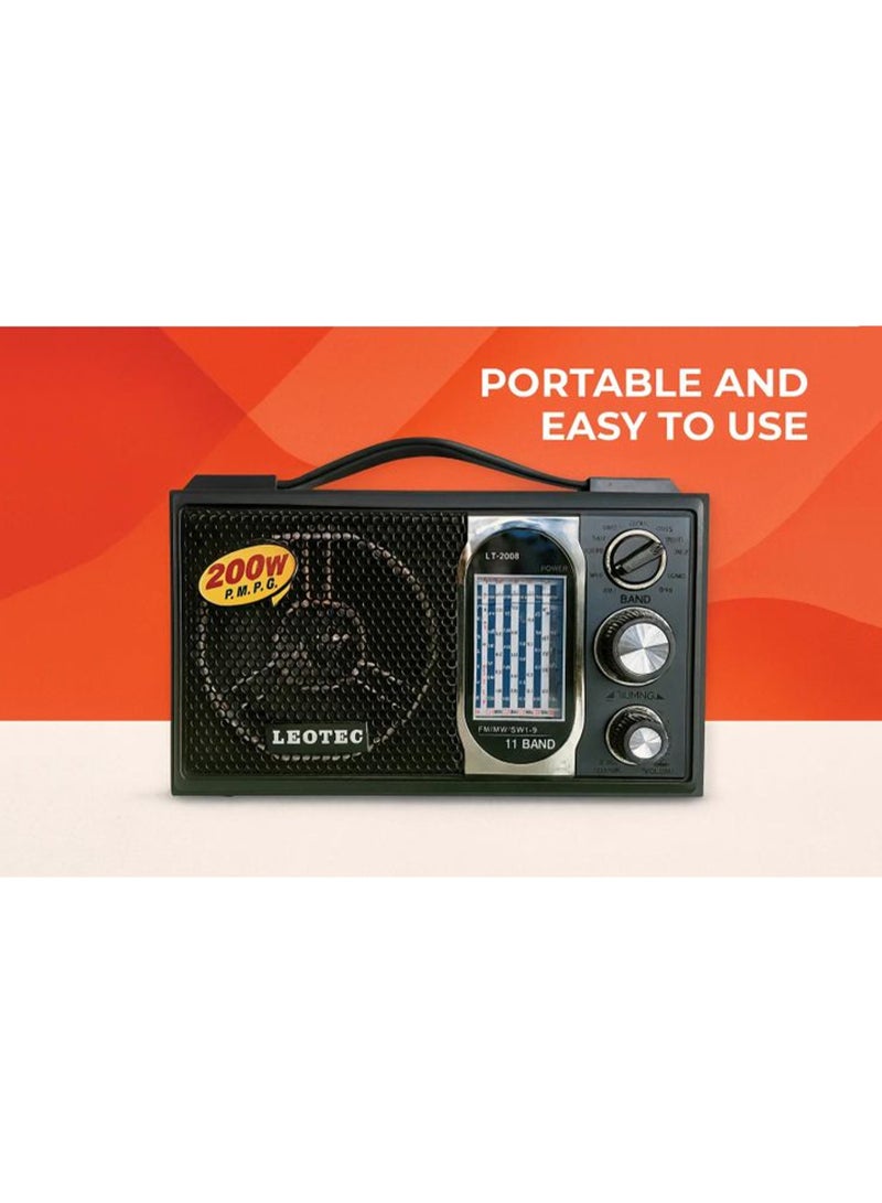 Leotec Portable Radio – 11 Band FM/AM/MW/SW – AC/DC & Battery Powered – High Sensitivity – Clear Sound - Image 3