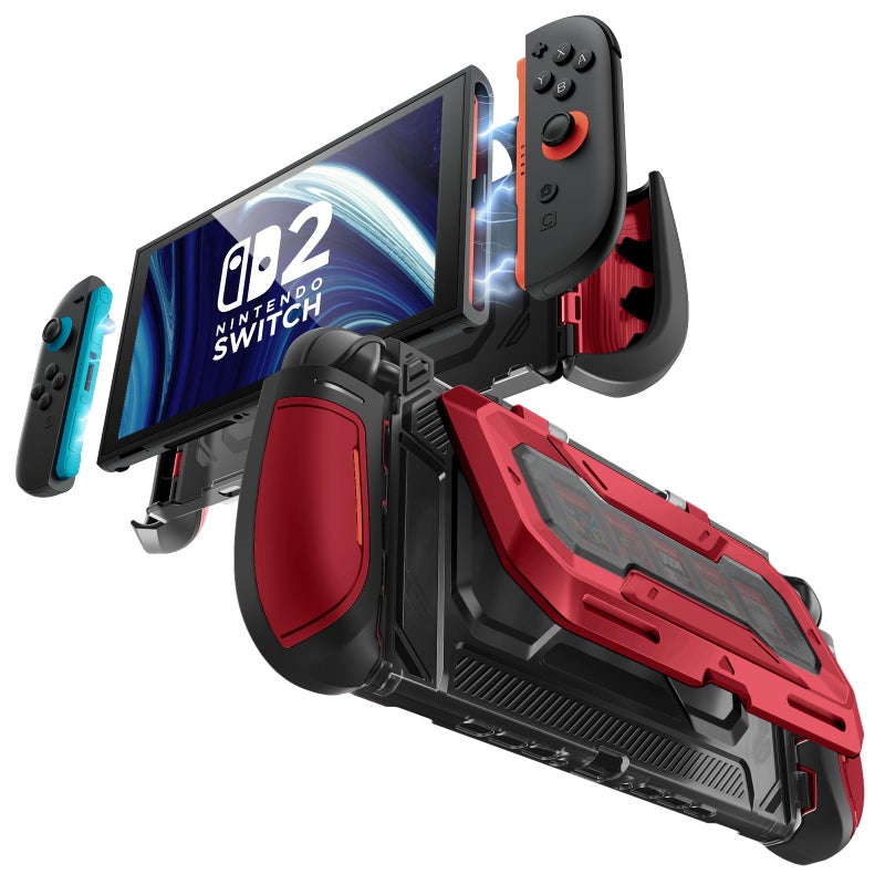 Mumba Dockable for Nintendo Switch 2 Case with Flip Stand, [Titan] Ergonomic Switch 2 Grip Protective Cover Holds 5 Game Cards & 2 TF Cards TPU Accessories and Quick-Release Joy-Con Design (Ruddy) - Image 1