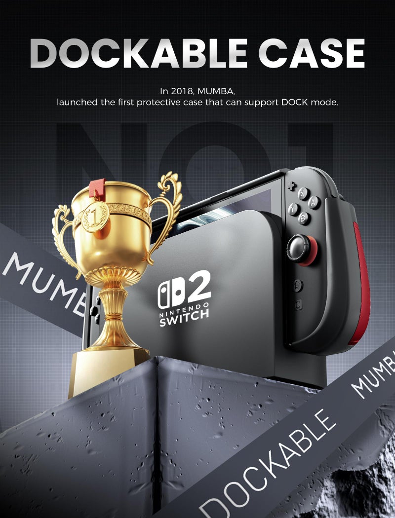 Mumba Dockable for Nintendo Switch 2 Case with Flip Stand, [Titan] Ergonomic Switch 2 Grip Protective Cover Holds 5 Game Cards & 2 TF Cards TPU Accessories and Quick-Release Joy-Con Design (Ruddy) - Image 5