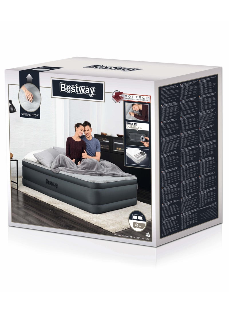 Bestway أفضل سرير هوائي كوين مع مضخة هواء مدمجة 203x152x46 سم | مرتبة هوائية | مرتبة قابلة للنفخ | سرير هوائي للتخييم الداخلي والخارجي - Image 2