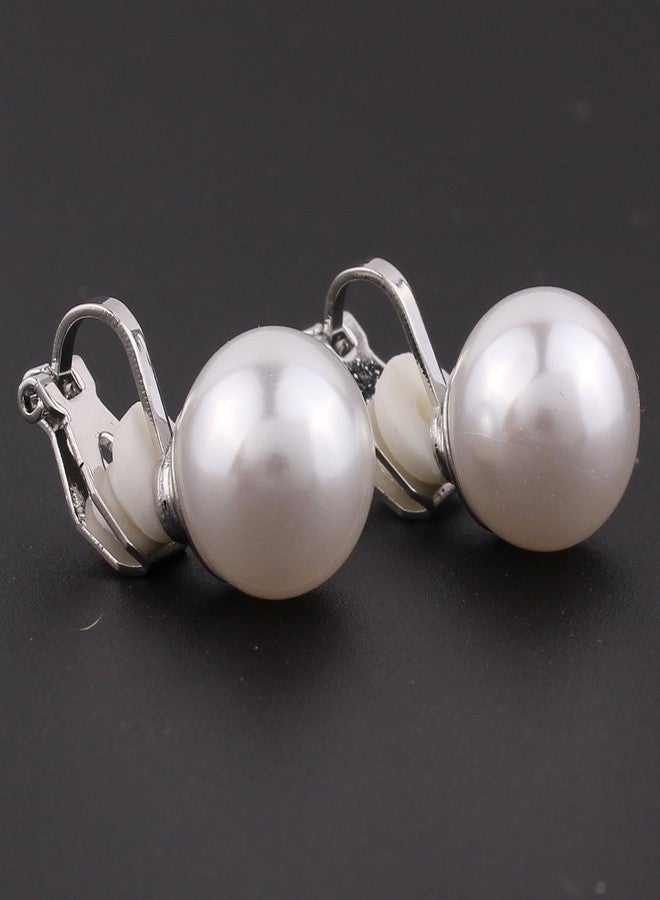 جريس جون أقراط بمشبك من اللؤلؤ الصناعي، بدون ثقب، مجوهرات ساحرة، مطلية بالفضة/الذهب، لؤلؤ 8 مم و12 مم (12 مم مطلية بالفضة) - Image 4