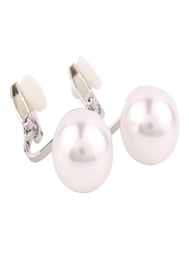 جريس جون أقراط بمشبك من اللؤلؤ الصناعي، بدون ثقب، مجوهرات ساحرة، مطلية بالفضة/الذهب، لؤلؤ 8 مم و12 مم (12 مم مطلية بالفضة) - Image 1