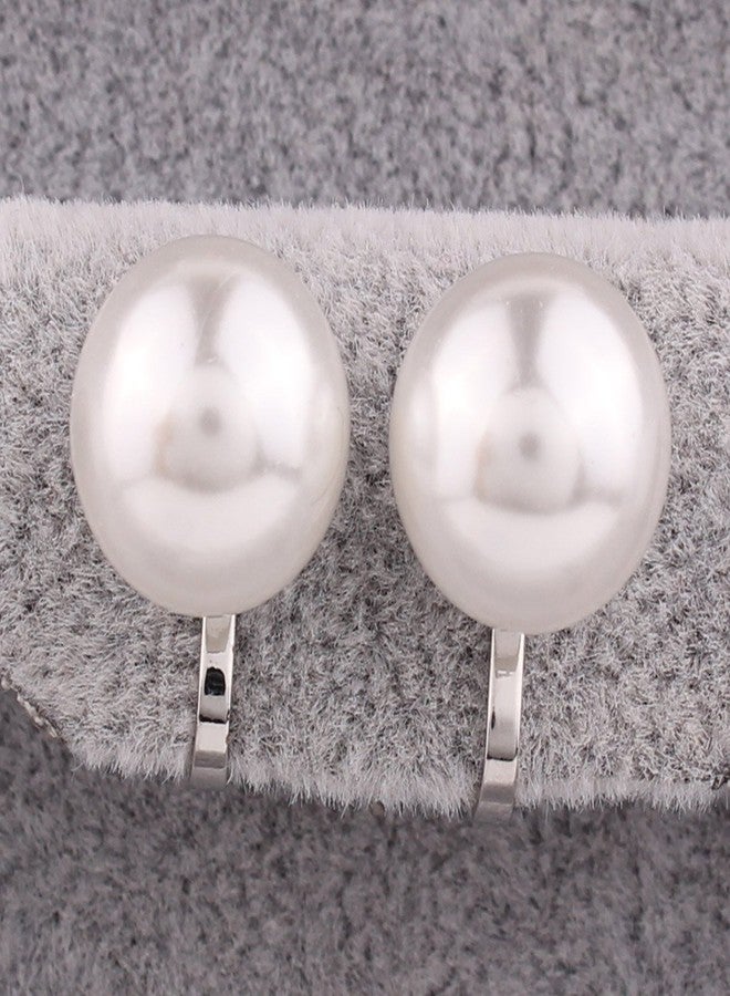 جريس جون أقراط بمشبك من اللؤلؤ الصناعي، بدون ثقب، مجوهرات ساحرة، مطلية بالفضة/الذهب، لؤلؤ 8 مم و12 مم (12 مم مطلية بالفضة) - Image 2