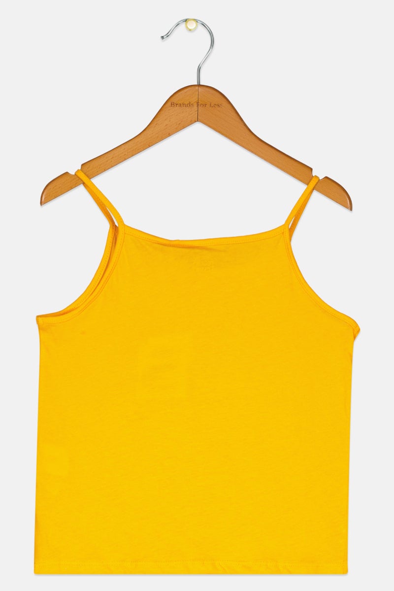 Cool Club Kids Girl Plain Sleeveless Tank Top,  Mustard - Image 2