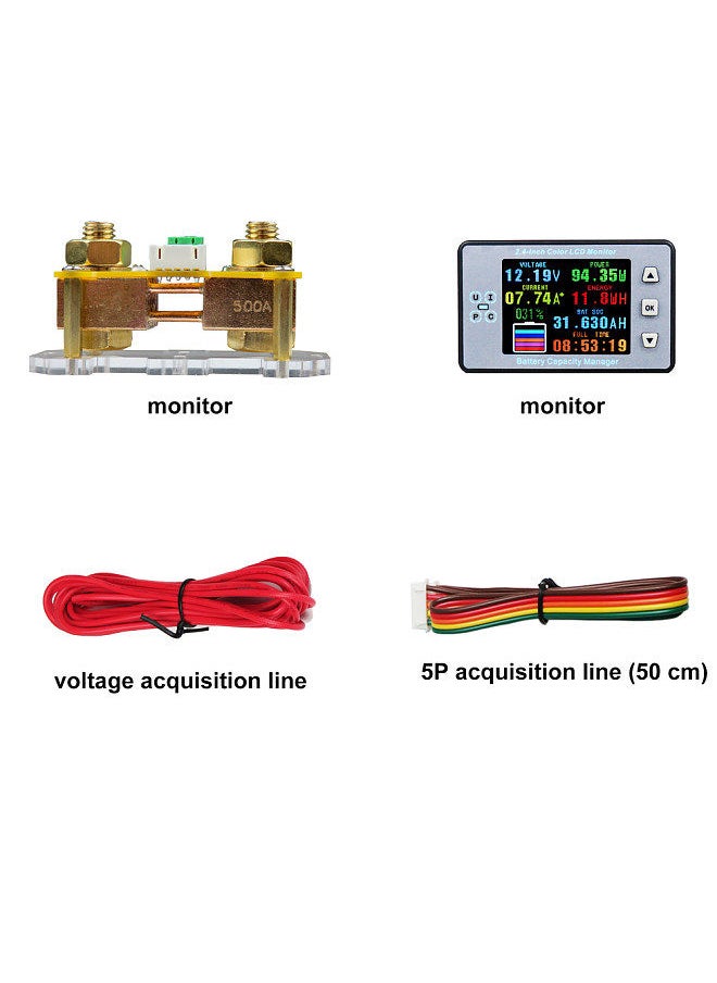 Generic 2.4inch Color LCD Screen Coulometer Voltage Current Capacity Meter Electric Car RV Battery Coulometers Bidirectional Current Detection  - Image 4