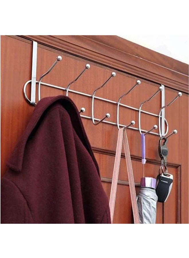Over Door Coat Hook-Hanger Rack Chrome 62 Hook Silver - Image 1