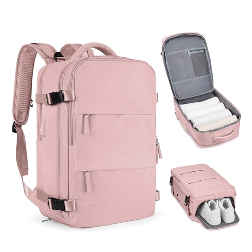 coofay Personal Item Travel Backpack for Women Airline Approved Carry on Backpack Flight Approved Waterproof Sports Luggage Backpack Casual Daypack Small Hiking Backpack Pink Backpack - Image 1