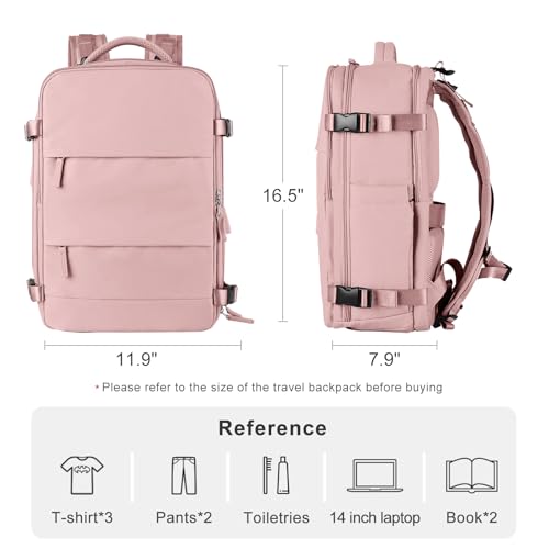 coofay Personal Item Travel Backpack for Women Airline Approved Carry on Backpack Flight Approved Waterproof Sports Luggage Backpack Casual Daypack Small Hiking Backpack Pink Backpack - Image 2